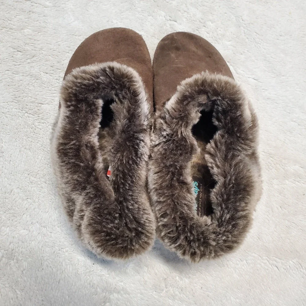 Skechers‎ Brown Fuzzy Cozy Boho Casual Shoes Clogs Women 6.5 Winter Cozy